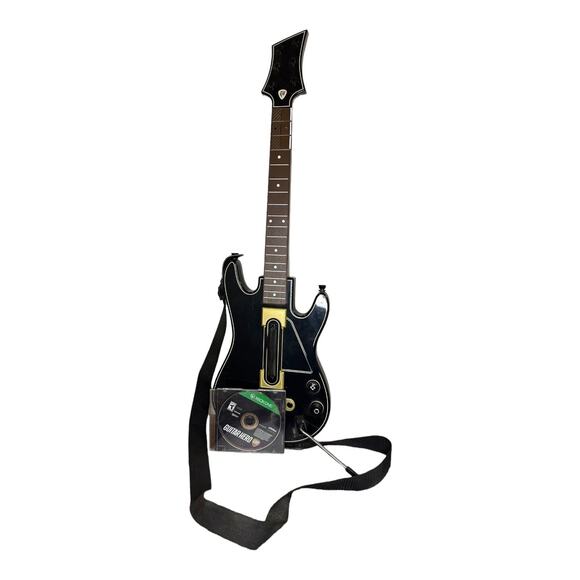 Activision Guitar Hero Power Wireless Guitar Xbox 360 PS3 Black Gold 654 W/ Game - Picture 1 of 10